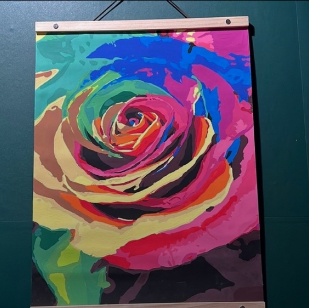 OOAK Artisan Rose Canvas Painting NEW Handmade*Over 5LB Pls purchase Extra Label